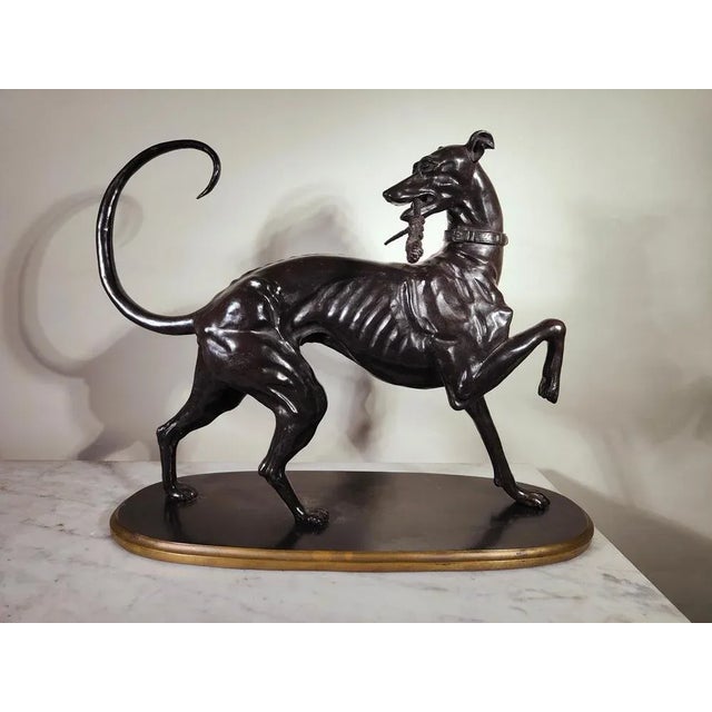 Large Art Deco Greyhound Dog in Bronze, 1900s For Sale - Image 3 of 13