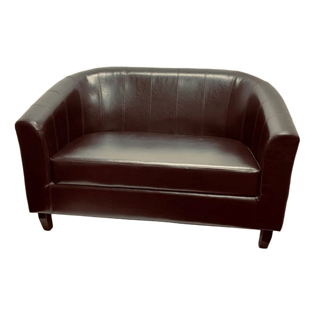 2-Seater Sofa in Brown Skai, 1980s For Sale