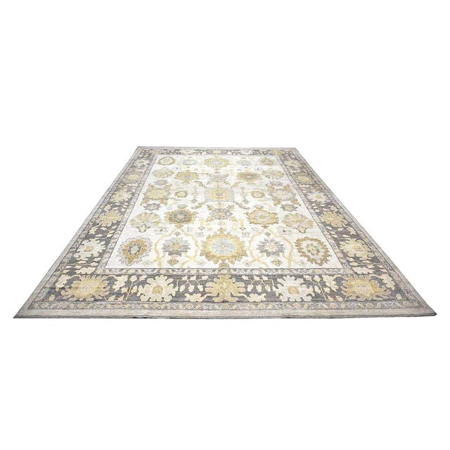 Condition: New Origin: Turkey Design: Oushak Actual size: 10' 6" X 14' 3" Thickness: 1/8" - 1/4" Colors: Ash Brown, Buff,...