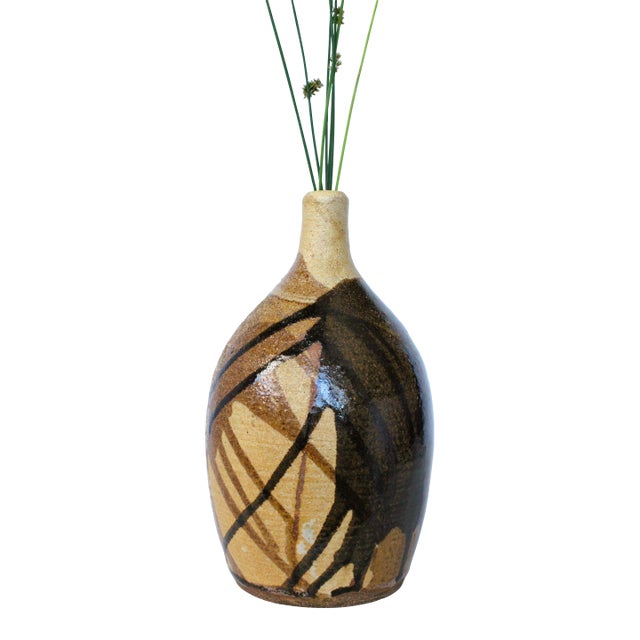 Mid-Century Art Studio Pottery vase, organic drip glaze in stunning earth tones throughout. Artist signed verso. Want to...