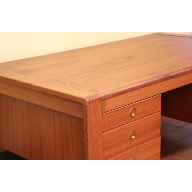 Brown 1970’s Large Mid-Century Modern Executive Desk by D-Scan. For Sale - Image 8 of 12