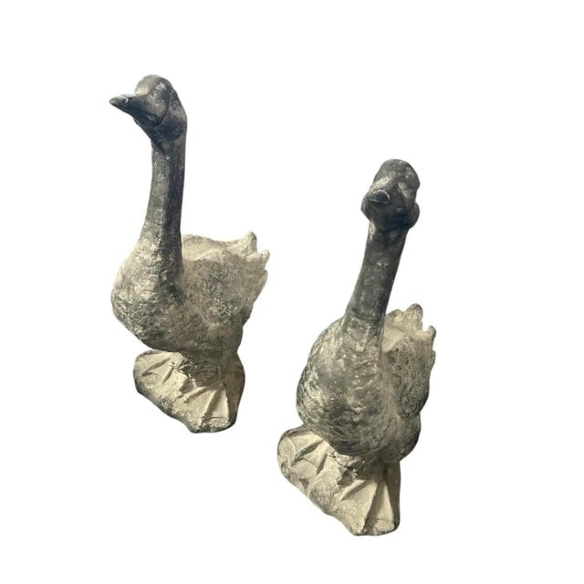2000 - 2009 Pair of Vintage Brutalist Style Cast Metal Goose Sculptures For Sale - Image 5 of 10