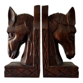 Pair of Oversized Horse Bookends For Sale