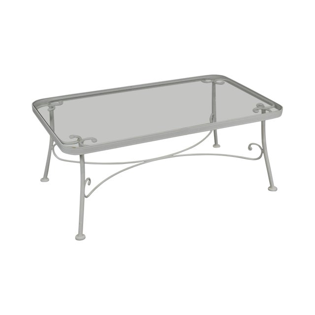 Woodard-for-Crown-Leisure-White-Wrought-Iron-Glass-Top-...