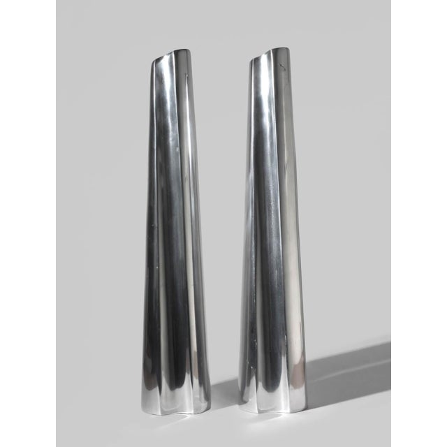 1980s Tall Aluminum Vases, 1980, Set of 2 For Sale - Image 5 of 5