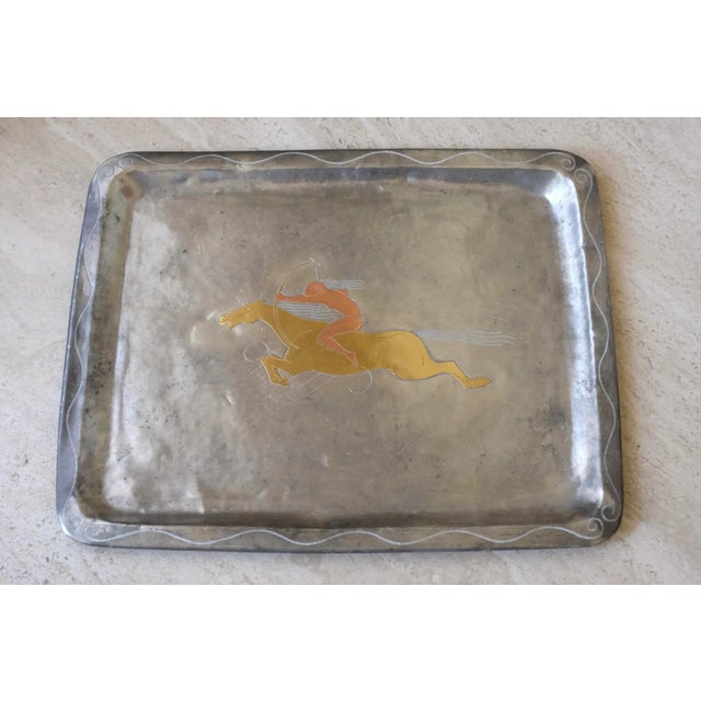 1930 Pewter and Brass Tray by Ellen v Kajerdt For Sale In New York - Image 6 of 9