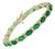 12 Ct Natural Brazilian Emerald & Diamond Tennis Bracelet 14 Karat Yellow Gold For Sale