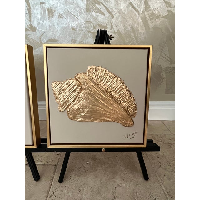 2020s Seashell Trio Collection - Gold Metallic & Beige, Designed by Cheryl P. Kohloff For Sale - Image 5 of 6