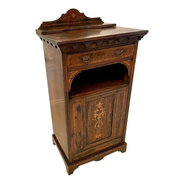 Antique Edwardian Rosewood Inlaid Side Cabinet For Sale