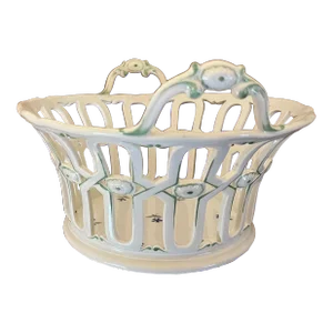 Antique Early 19th Century Dutch Amstel Porcelain Basket Decorated With Cornflower Sprig