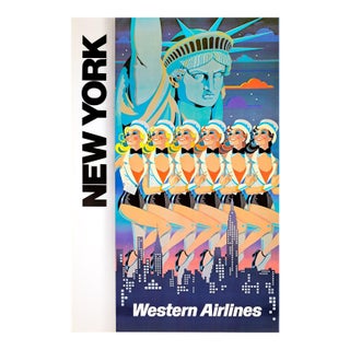 Chorus Line Poster 1979 by Elles Cas Western Airlines Nyc Original on Linen For Sale