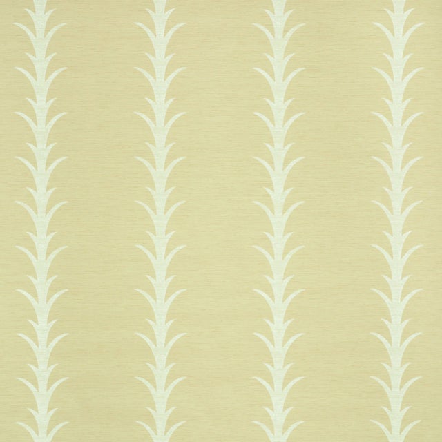 Schumacher X Celerie Kemble Acanthus Stripe Vinyl Wallpaper in Natural
