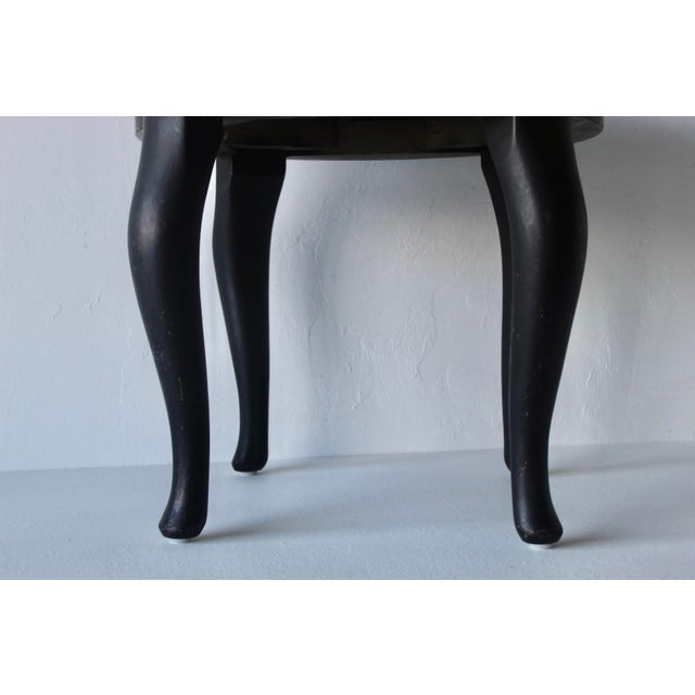 Chairmaster of Ny Black on Black Padded Seat Cabriole Leg Stool Vintage Late 20th Century For Sale - Image 9 of 15