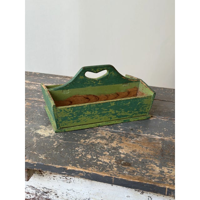 Antique Green Polychrome Pine Knife Box, Mid-Late 19th Century For Sale In New York - Image 6 of 15