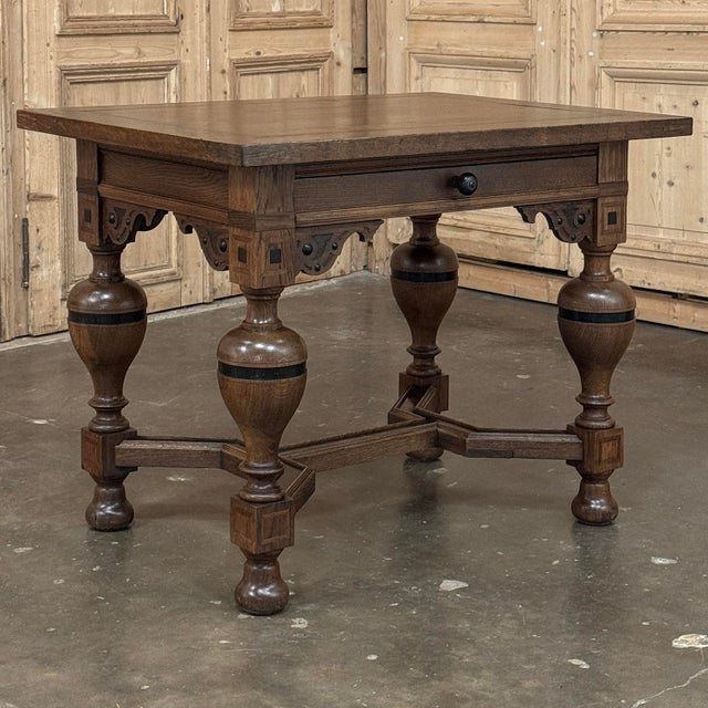 19th Century Dutch Jacobean Style Oak Table With Ebonized Trim For Sale - Image 4 of 18