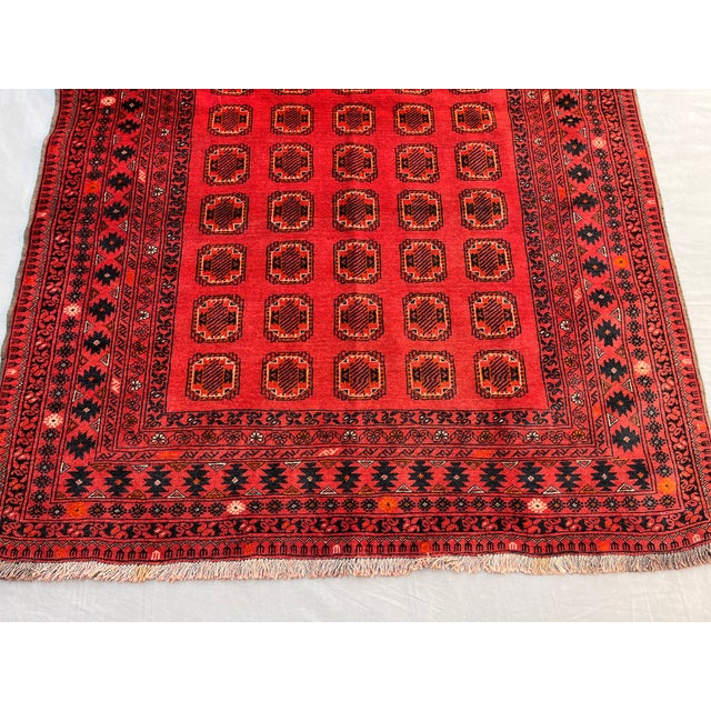 Vintage Afghan Turkmen Ersari Tekke Gul Rug - 6'2" X 3'10" For Sale - Image 9 of 11