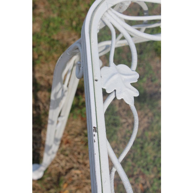 Wrought Iron Patio Set—Four Armchairs and a Table With a Glass Top For Sale - Image 15 of 18