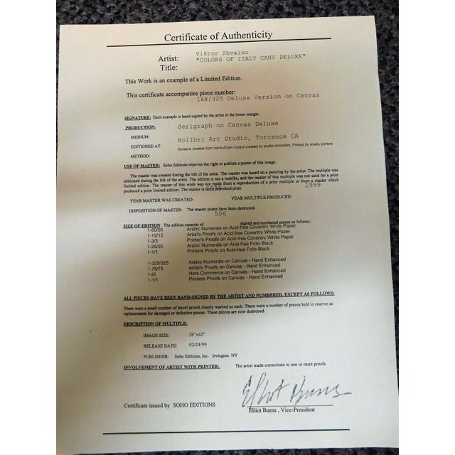 Impressionist Viktor Shvaiko "Colors of Italy"Hand Signed With Custom Frame Make an Offer #168 For Sale - Image 3 of 6