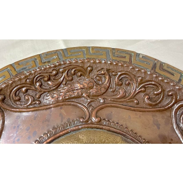 19th Century Antique 19th Century Handmade Thick Copper Brass Relief Wall Plaque Plate For Sale - Image 5 of 9