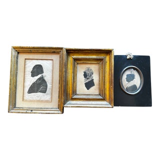 Group of Three 19th Century Framed Painted Silhouettes For Sale