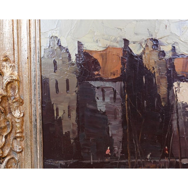 You are viewing a gorgeous antique German Expressionist oil painting of a canal scene This piece is a copy of the original...