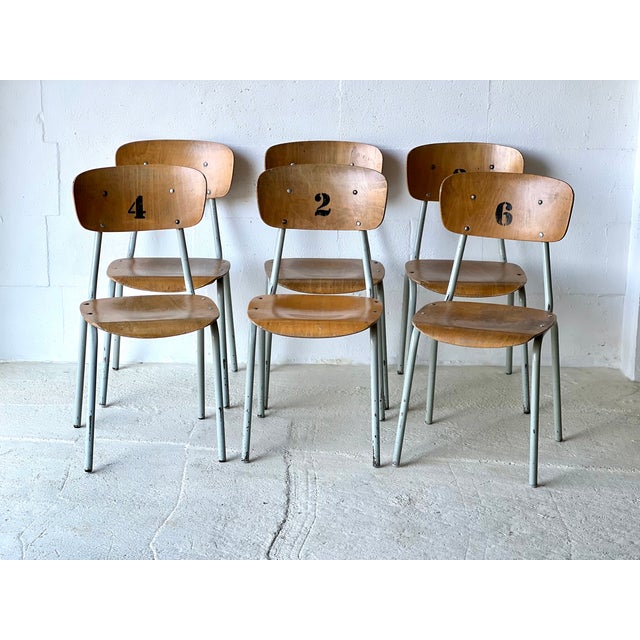 Vintage School Chairs, 1970s, Set of 6 For Sale - Image 10 of 18
