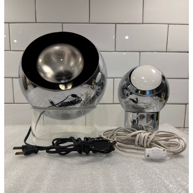 This listing is for two fabulous “Eyeball” spotlights, one large and one smaller, that I purchased in the 1970’s. They are...