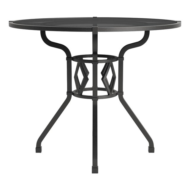 Brown Jordan Venetian 36" Round Dining Table, Textured Pewter frame For Sale