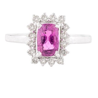 Sparkling Ruby Diamond Halo Engagement Ring Crafted in 14k Size 7 For Sale