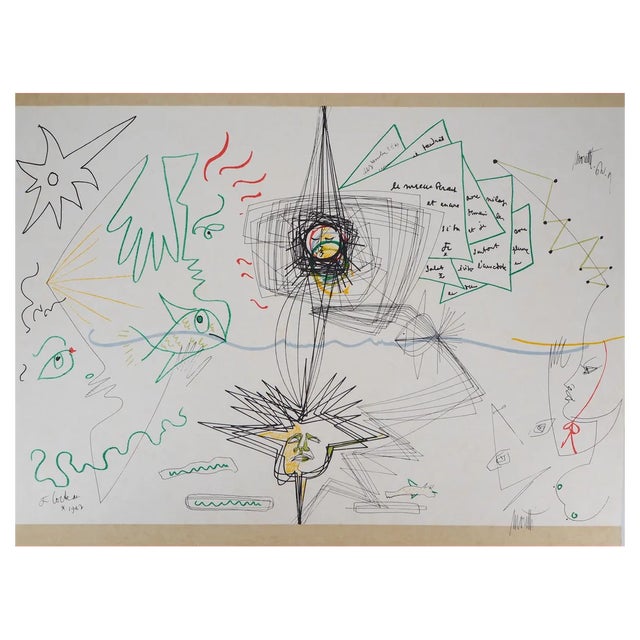 Raymond Moretti and Jean Cocteau, Symbiosis Between Fish and Aquarius, Original Lithograph For Sale