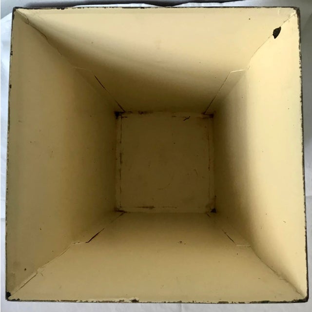 Mid 20th Century Vintage Chinoiserie Tole Covered Cachepot or Vase Painted With Monkeys For Sale - Image 5 of 9