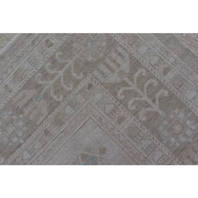Oushak Rug With a Taupe Base and Soft Ivory, Light Blue Accents 10'0 X 14'4 For Sale - Image 12 of 12