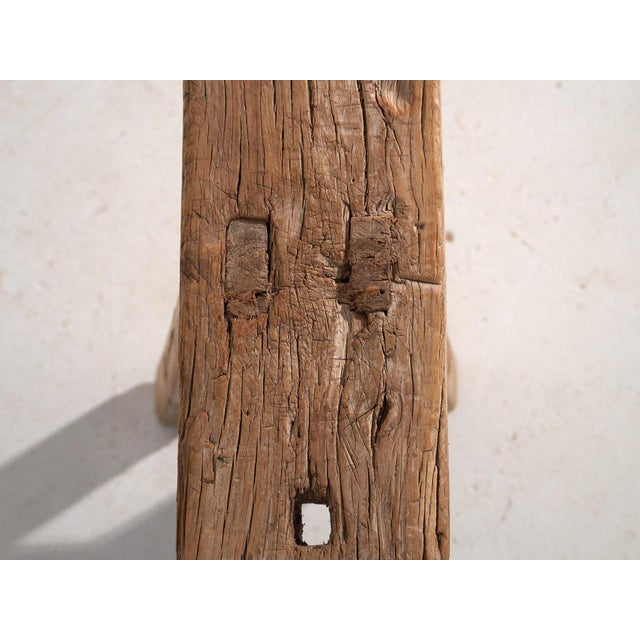 Antique Primitive Wooden Bench For Sale - Image 4 of 9