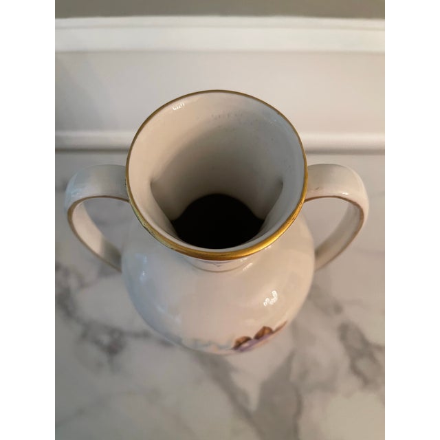 Metal Antique Double Handle Floral Vase For Sale - Image 7 of 7