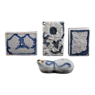 Japanese Meiji Porcelain Calligraphy Water Droppers- A Set of 4 For Sale