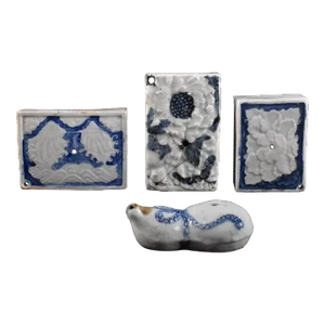 Japanese Meiji Porcelain Calligraphy Water Droppers- A Set of 4