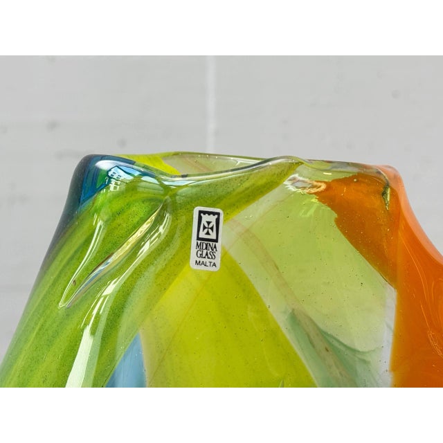 Blue Patchwork Glass Vase from Mdina Glass, Malta, 1970s For Sale - Image 8 of 9