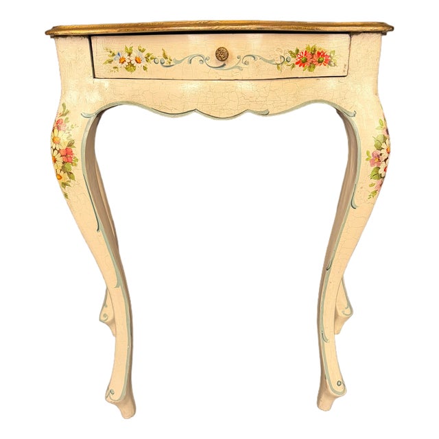 Italian Polychrome Side Table With Drawer, Early 20th Century For Sale