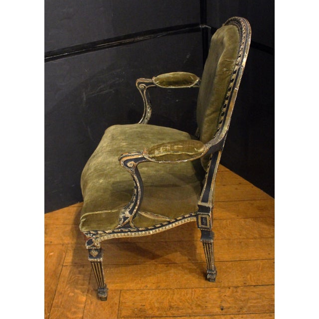 Circa 1770 George III London made fauteuil or open arm chair in the French taste. An extraordinarily fine period example...