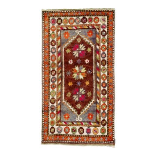 Colorful Vintage Turkish Oushak Rug - 02'06 X 04'06 For Sale