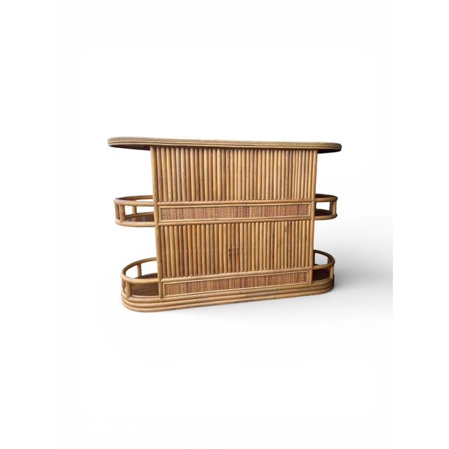 Vintage Bamboo Bar With Cane Panels, Circa 1970s For Sale In West Palm - Image 6 of 12