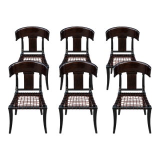 Mid Century Modern Klismos Dining Chairs With Custom Finish - Set of 6 For Sale