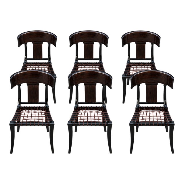 Mid Century Modern Klismos Dining Chairs With Custom Finish - Set of 6 For Sale