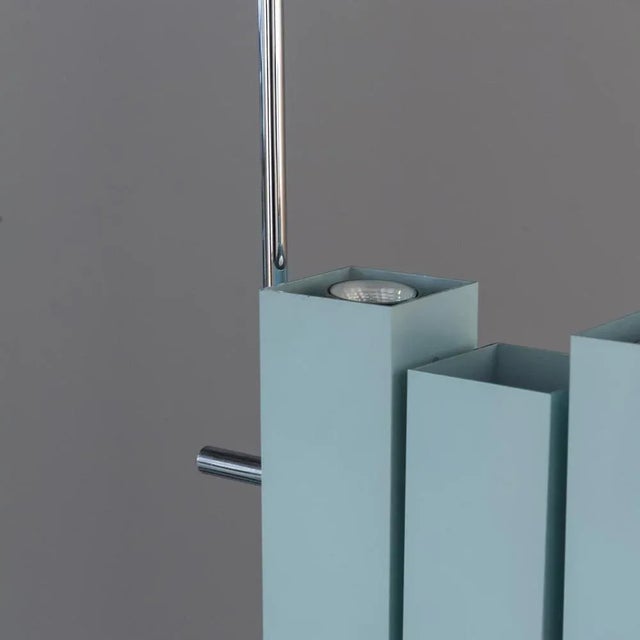 Blue Lacquered Metal Prototype Chandelier from Lumi, 1970 For Sale - Image 6 of 10