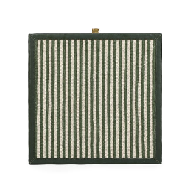 Wood Kora Green Cotton Jute Striped Nightstand For Sale - Image 7 of 8