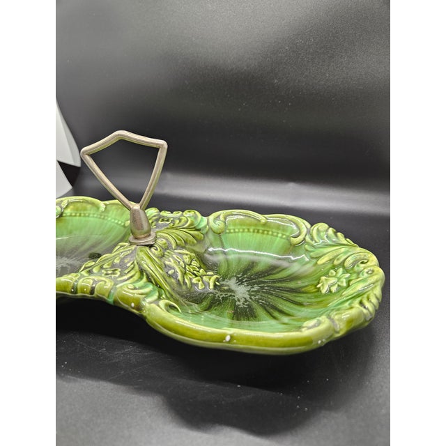 Vintage Florentine DeForest California FL4 Green Divided Candy/Relish Dish