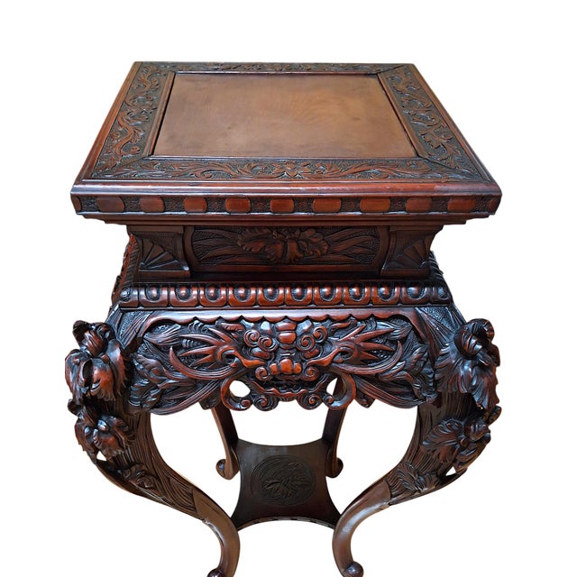 Chinese Carved Rosewood Pedestal or Side Table For Sale - Image 13 of 14