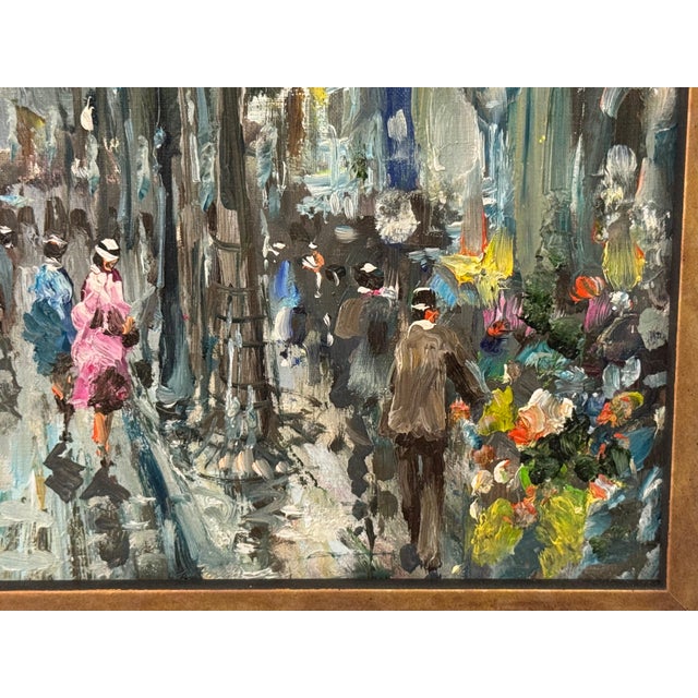 Paris Street Scene with Figures Parisian Street 20th Century Post-Impressionism 1975 Circa For Sale - Image 17 of 18