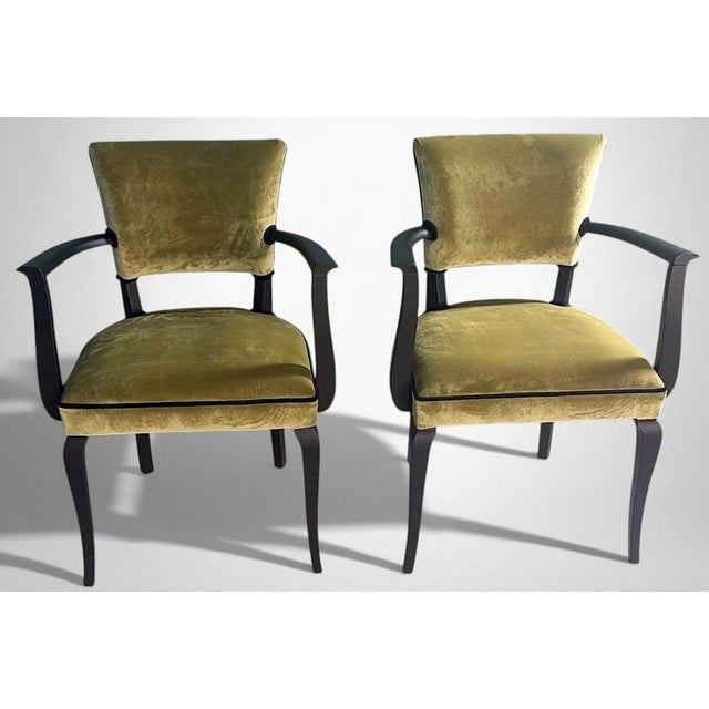 Mid 20th Century Mid 20th Century Art Decò Pair of French “Bridge” Chairs For Sale - Image 5 of 18