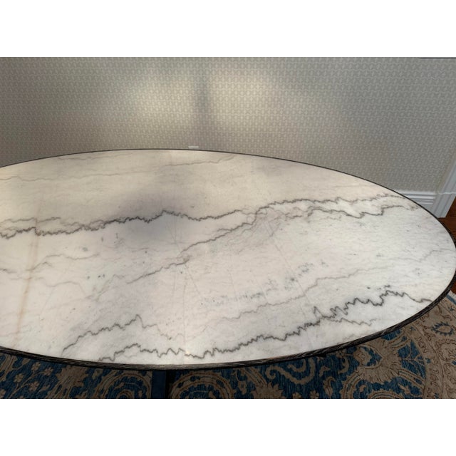 Arhaus Arhaus Meridian White Marble Top Oval Dining Table For Sale - Image 4 of 12